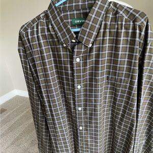 Orvis Brown and White Check Shirt